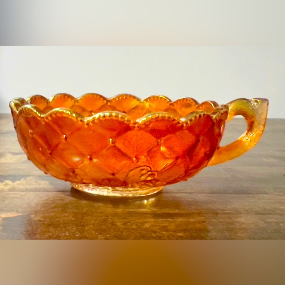 ANTIQUE IMPERIAL CARNIVAL GLASS QUILTED PANSY NAPPY BOWL RUBYGOLD MARIGOLD